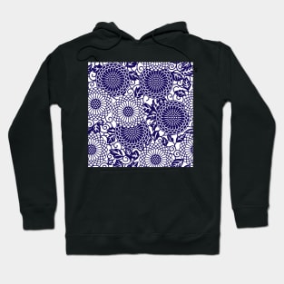 Blue Batik Floral Hoodie